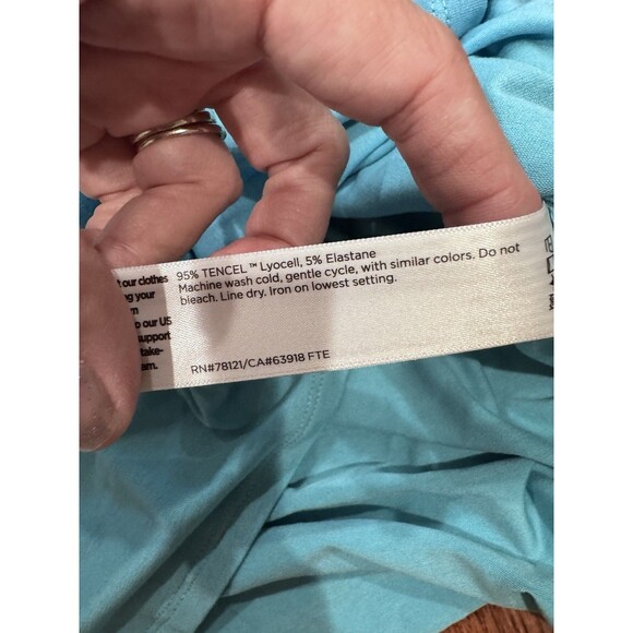 Eileen Fisher Clare Stretchy Jersey Button Down Tunic Blouse Top Medium Aqua - Picture 3 of 6